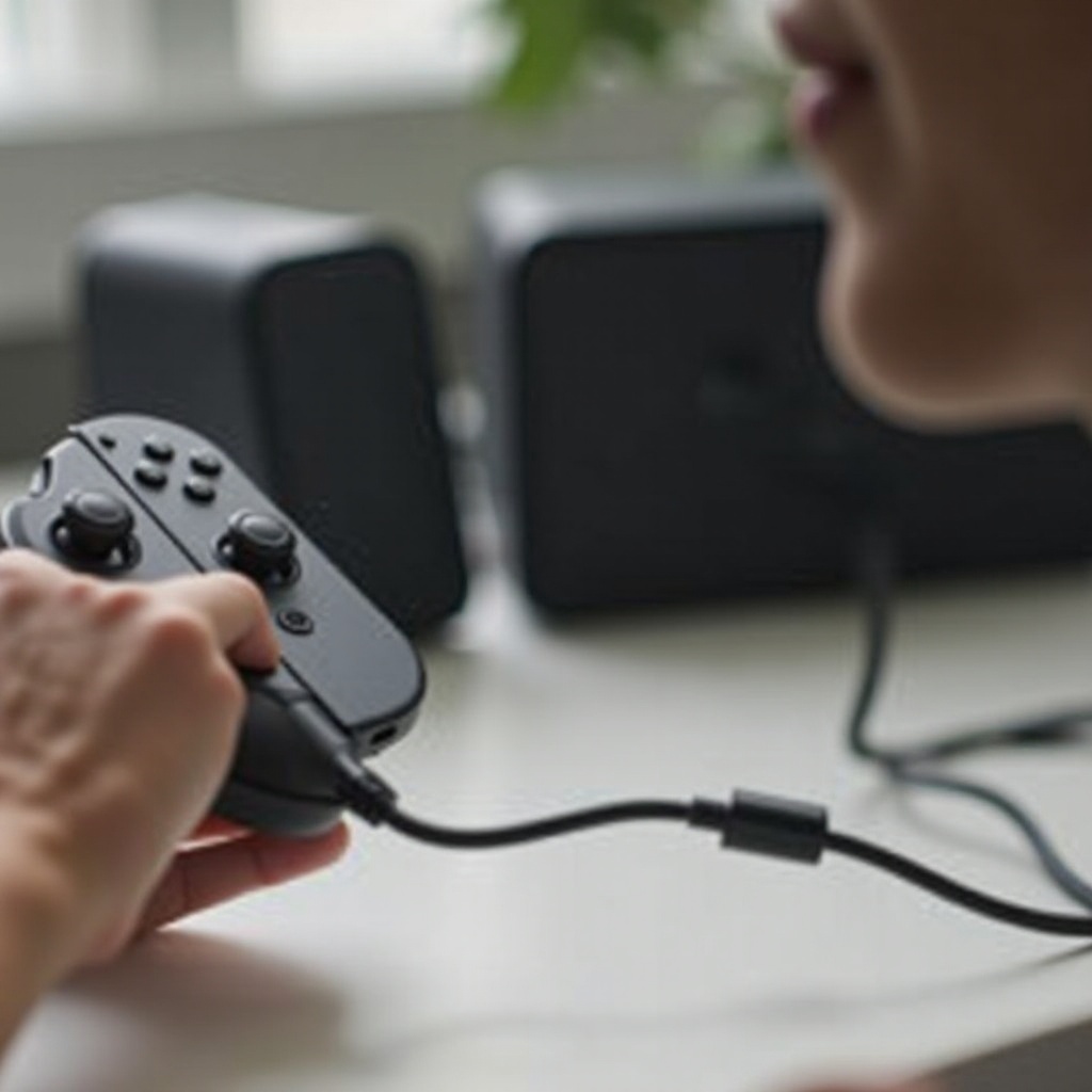 قم بتوصيل المفتاح بمكبرات صوت الكمبيوتر باستخدام USB-C